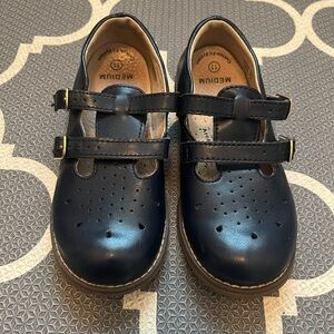 FOOTMATES Danielle Style Navy Double Buckle Toddler Shoes